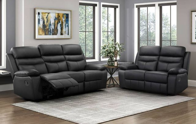 Homelegance® Hancock Black Leather Double Manual Reclining Sofa-1