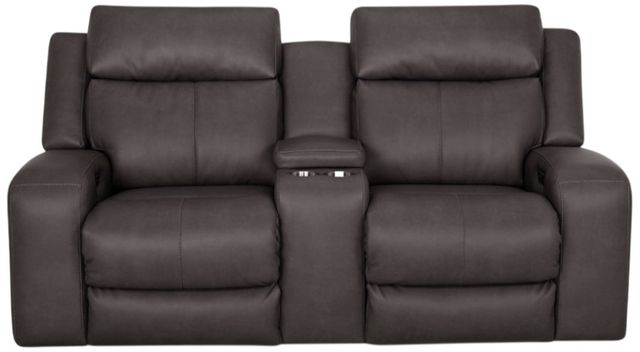 Franklin™ Winston Detroit Smoke Power Reclining Console Loveseat with Power Headrest and Dual Seat Air Massage-0
