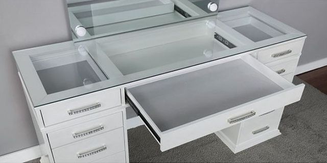 Furniture of America® Valentina 3-Piece Light Gray/Luminous White Vanity Set-2
