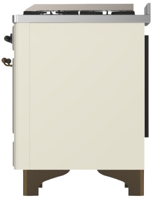 Ilve® Majestic III 48" Antique White Pro Style Dual Fuel Liquid Propane Range with Solid Door and Burnished Trim-3