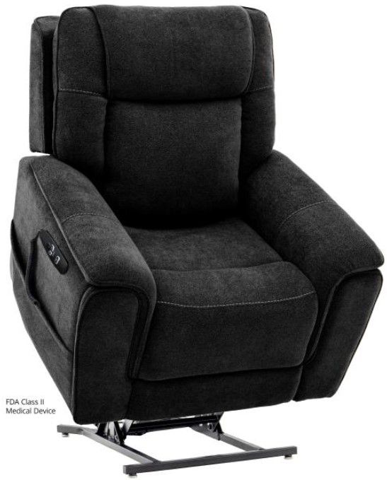 Mega Motion® Trio Mezzo Trento Charcoal Power Lift Recliner with Adjustable Headrest-0