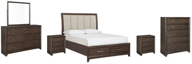 Signature Design by Ashley® Brueban 5-Piece Brown Queen Panel Storage Bed Set-1