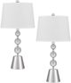 Cal® Lighting & Accessories Stacked Orb 2-Piece Brushed Steel/Crystal Table Lamp Set-0