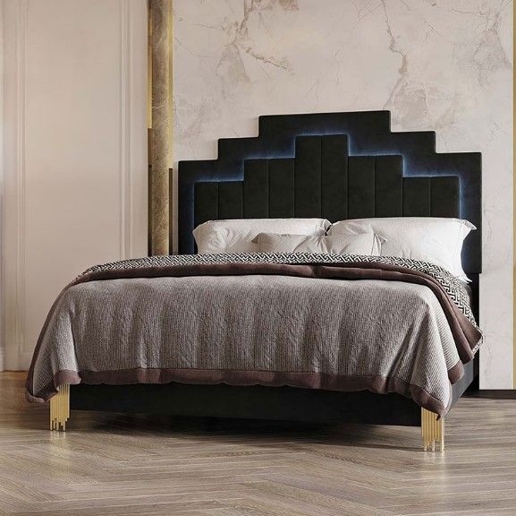 New Classic® Home Furnishings Empire Black Queen Upholstered Panel Bed-3