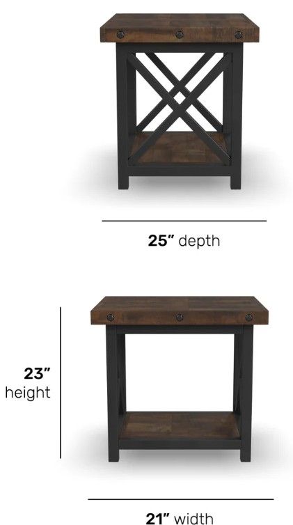 Flexsteel® Carpenter Brown End Table with Black Metal Frame-1