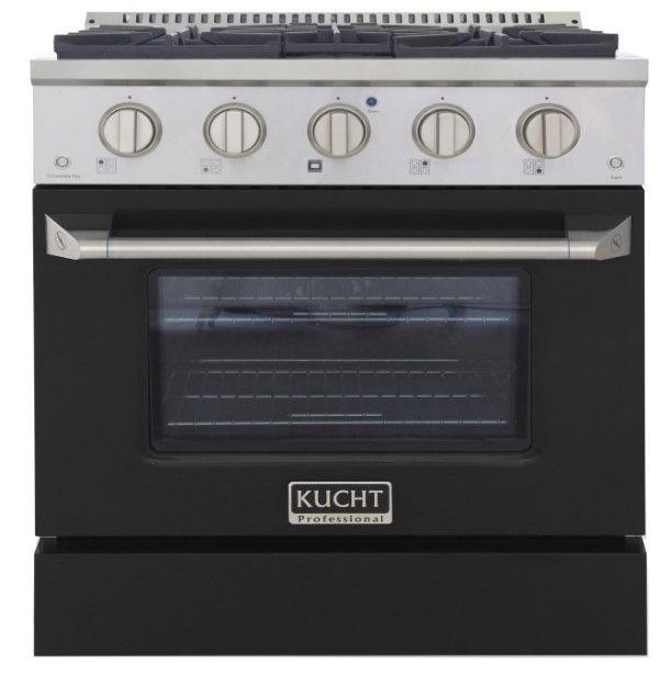 Kucht Professional KDF Series 30" Stainless Steel Pro Style Dual Fuel Range with Black Door-1