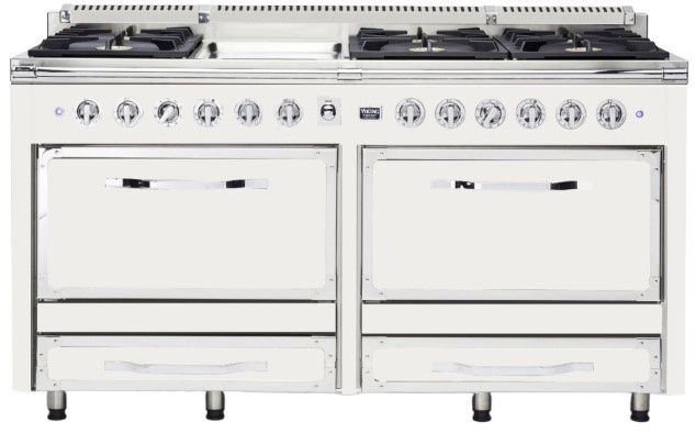Viking® Tuscany 66” Pure White Pro Style Dual Fuel Range with Griddle-0