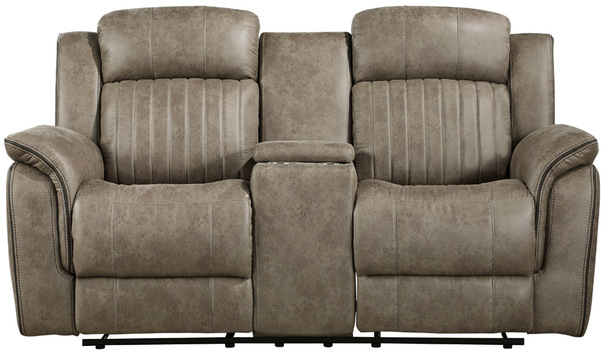 Homelegance® Centeroak Sandy Brown Manual Double Reclining Loveseat with Center Console-2