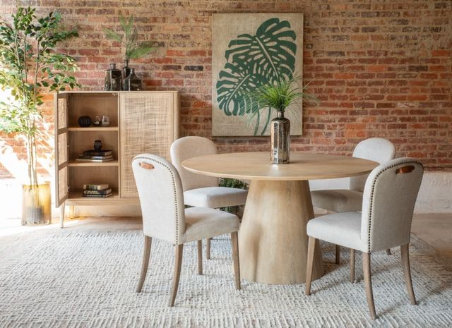 Home Trends & Design Casablanca Natural White Round Dining Table-3