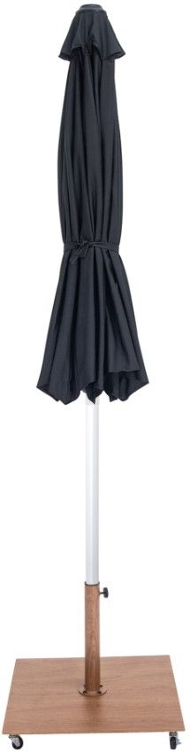 Meridian Furniture Amalfi Black/White/Teak Aluminum Outdoor Patio Umbrella and Base-1
