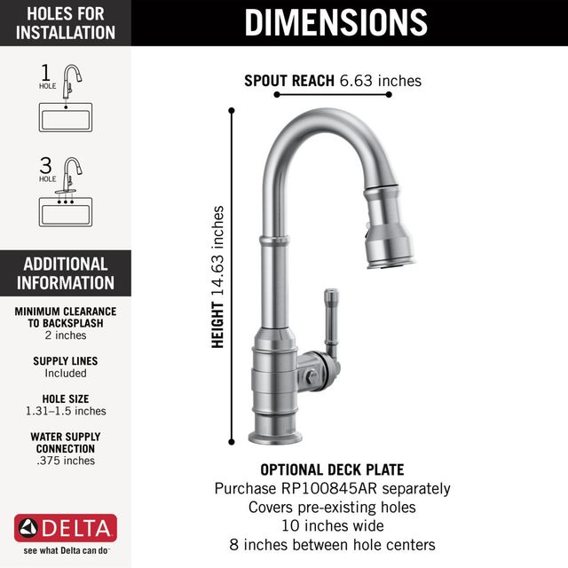 Delta Broderick® Arctic Stainless Single Handle Bar / Prep Faucet-1