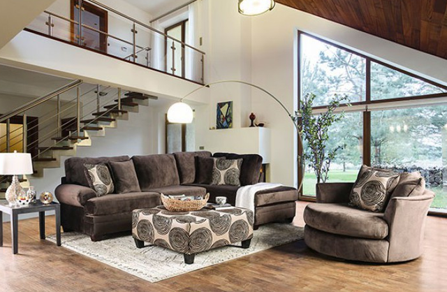 Furniture of America® Bonaventura 2-Piece Brown Right-Arm Facing Sectional and Chaise-3