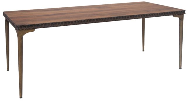 Home Trends & Design Santa Cruz Gold Dining Table with Antique Bronze Base-0