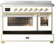 Ilve® Majestic III 48" White Pro Style Induction Range with Triple Glass Door and Brass Trim-2