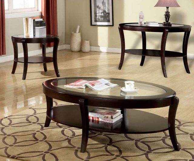 Furniture Of America® Finley Espresso Glass Insert Coffee Table-1