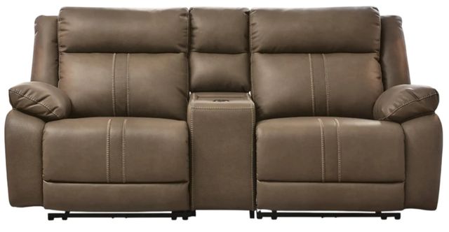 Signature Design by Ashley® Max-Momentum 3-Piece Biscotti Power Reclining Sectional Loveseat with Audio Console-0