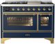 Ilve® Majestic III 48" Midnight Blue Pro Style Dual Fuel Liquid Propane Range with Triple Glass Door and Brass Trim-0