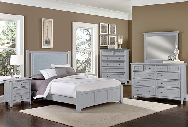 Vaughan-Bassett Bonanza Blue/Gray California King Upholstered Panel Bed-1