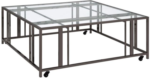 Coaster® Adri Glass Top Coffee Table with Black Nickel Base-0