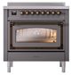 Ilve® Nostalgie II Noblesse 36'' Graphite Matte Pro Style Induction Range with Burnished Trim-1