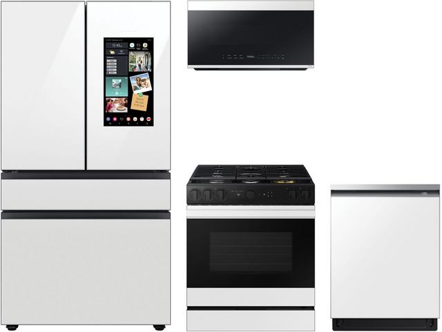 Samsung 4 Piece White Glass Kitchen Package | SND Appliances ...