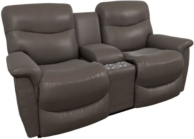 La-Z-Boy® James Walnut Leather Power Reclining Loveseat with Console and Headrest-0