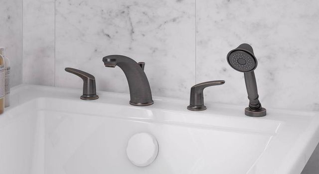 American Standard Colony® Pro Legacy Bronze Deck Mounted Roman Tub Faucet with Hand Shower-2