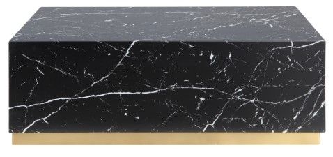 Mazin Furniture Astraia Black Faux Marble Coffee Table with Brushed Gold Base-1
