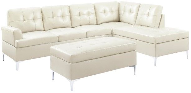 Homelegance® Barrington 3-Piece White Sectional Set with Right Chaise and Ottoman-0
