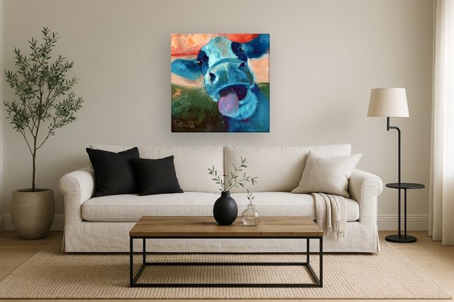 Classy Living Playful Blue Cow Whimsy Wall Art-1