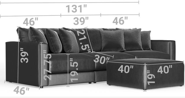 Jackson Furniture Remington 4-Piece Slate Small Spaced Sectional with Ottoman-2
