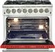 FORNO® Capriasca 36" Stainless Steel Pro Style Dual Fuel Range with Red Door-2