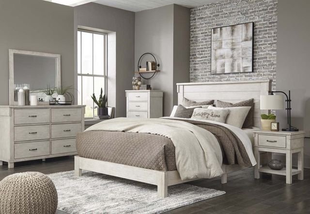 Signature Design by Ashley® Hollentown 2-Piece Whitewash Full Panel Bed Set-3