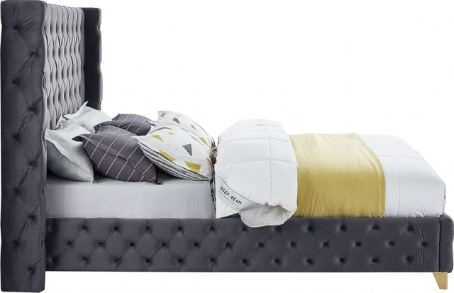 Meridian Furniture Savan Gray King Upholstered Panel Bed-2