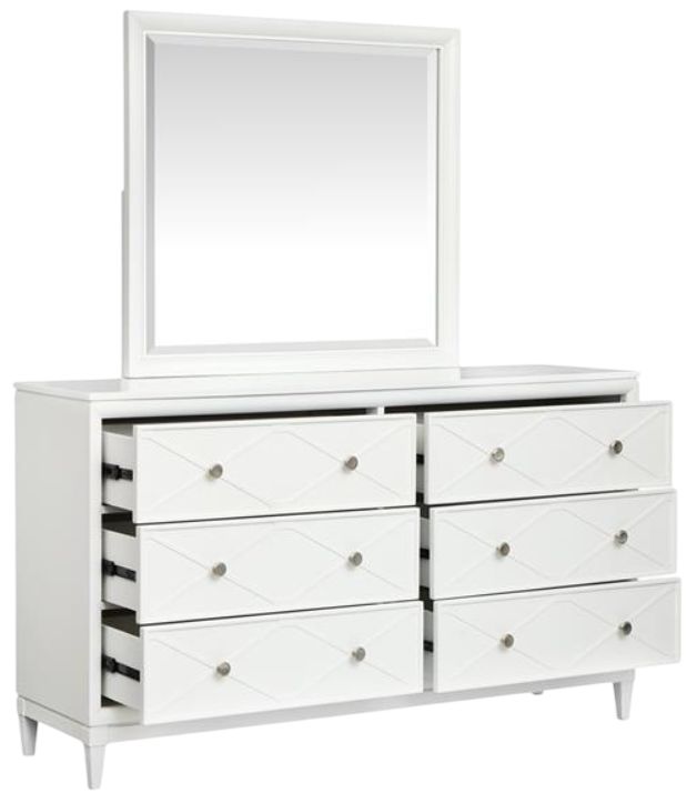 Magnussen Home® Springhouse Whisper White Double Drawer Dresser with Landscape Mirror-2