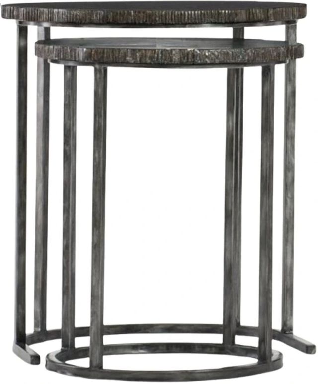 Hooker® Furniture Melange 2-Piece Gray Nesting Table with Black Gunmetal Frame-0