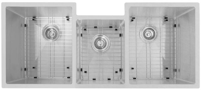 ZLINE Breckenridge Satin Stainless Steel 45" Undermount Triple Bowl Kitchen Sink with Bottom Grid-3