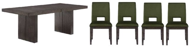 Steve Silver Co. Evan 5-Piece Green/Walnut Dining Table Set-0