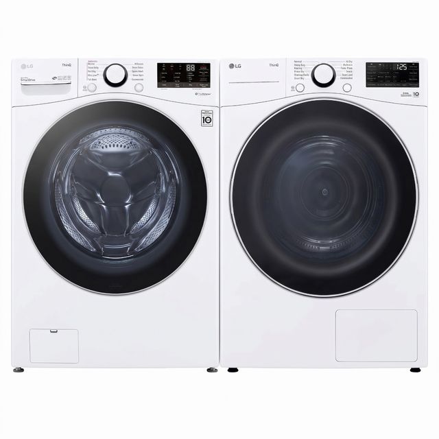 LG White Front Load Washer & Ventless Electric Dryer Laundry Pair-0