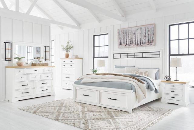 Signature Design by Ashley® Ashbryn 3-Piece White/Natural King Panel Storage Bed Set-3