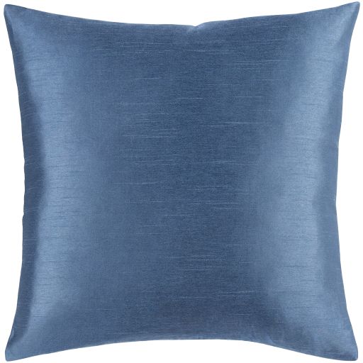 Surya Solid Pleated Denim 18"x18" Toss Pillow with Down Insert-1