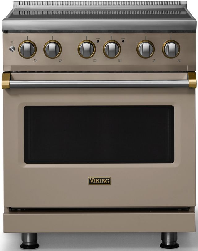 Viking® 5 Series 30" Nantucket Pro Style Induction Range with Brushed Brass Trim-0