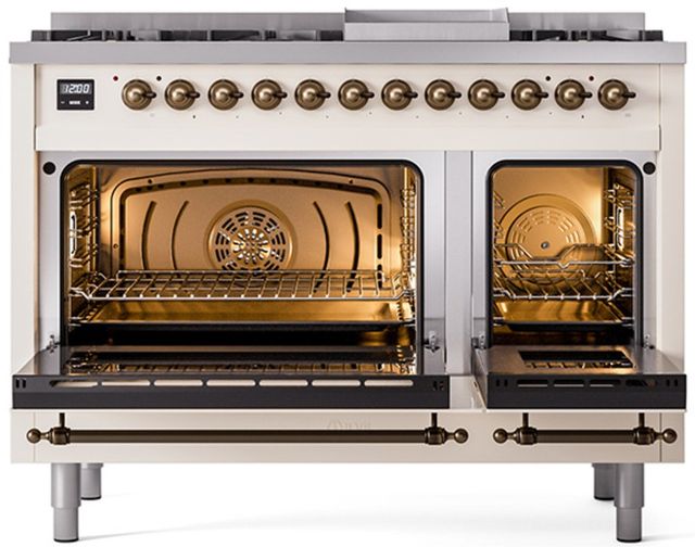 Ilve® Nostalgie II Series 48" Antique White Pro Style Dual Fuel Range-1