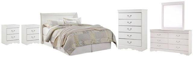 Signature Design by Ashley® Anarasia 5-Piece White Queen Sleigh Headboard Set-0