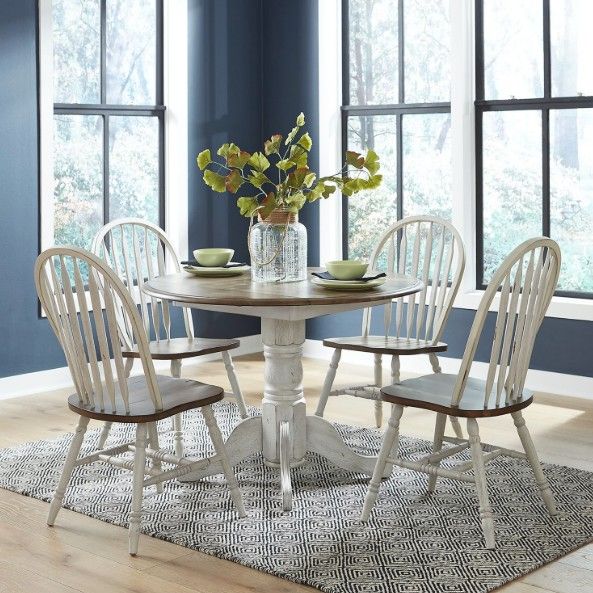 Liberty Furniture Carolina Crossing 5-Piece Antique Honey/White Drop Leaf Dining Set-1