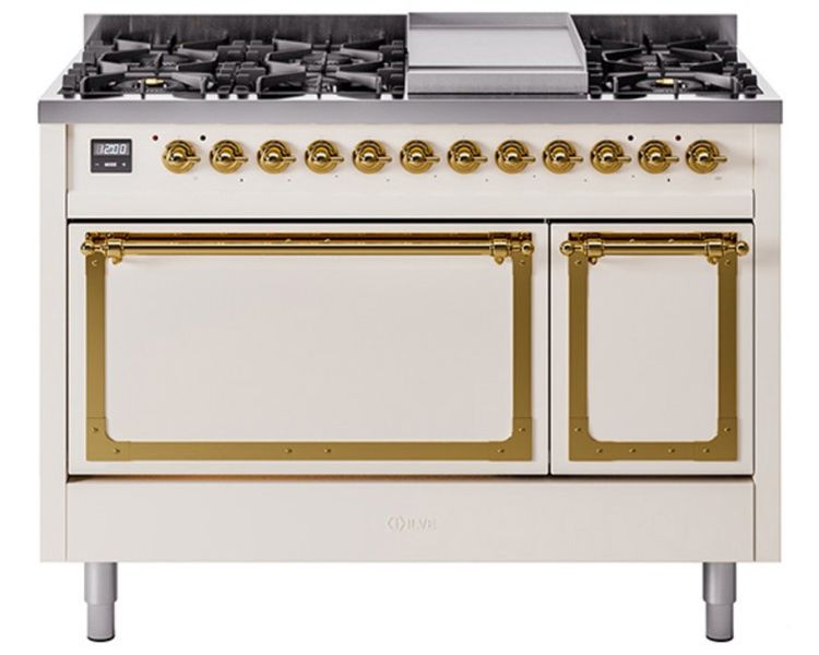 Ilve® Nostalgie II Noblesse 48'' Antique White Pro Style Dual Fuel ...