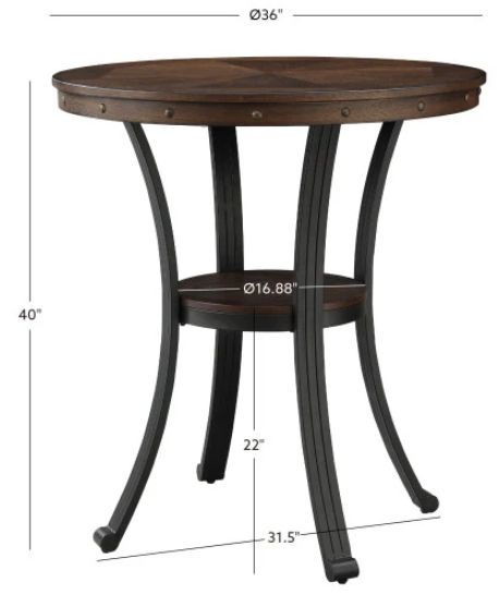 Powell® Franklin Brown Pub Table with Black Base-2
