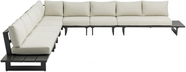 Meridian Furniture Maldives 7-Piece Cream/Dark Gray Aluminum/Fabric Outdoor Modular Sectional-1