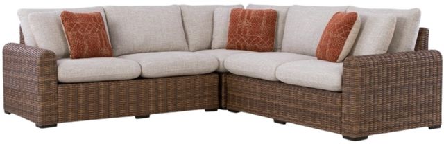 Signature Design by Ashley® Dolan Creek 3-Piece Beige/Brown Fabric/Wicker L-Shape Outdoor Sectional-0