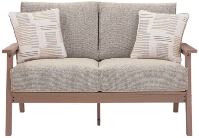 Signature Design by Ashley® Grover Beach Beige/Driftwood Fabric/Plastic Outdoor Loveseat-2